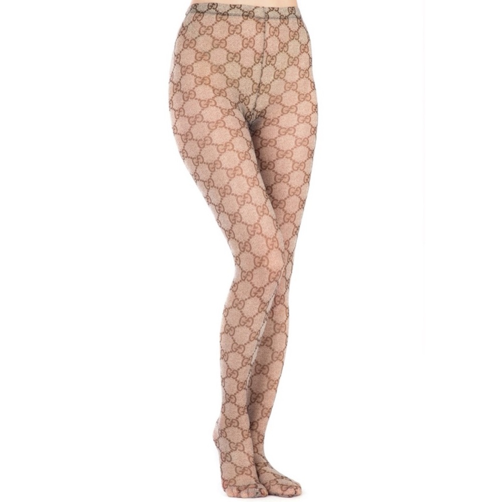 🆕😍❤️Gucci Beige/Brown GG Patterned Women's Tights Medium - Picture 10 of 16